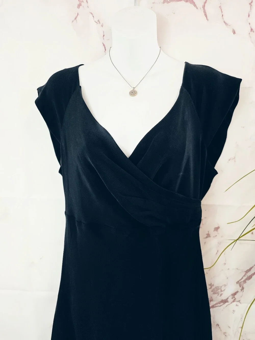 J.Crew 100% Silk Wrap Dress Size 12 Black Sleeveless Midi